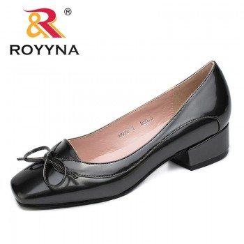ROYYNA New Arrival Fashion Style Women Pumps Butterfly-Knot Women Dress Shoes Square Toe Women Office Shoes Shallow Lady Shoes